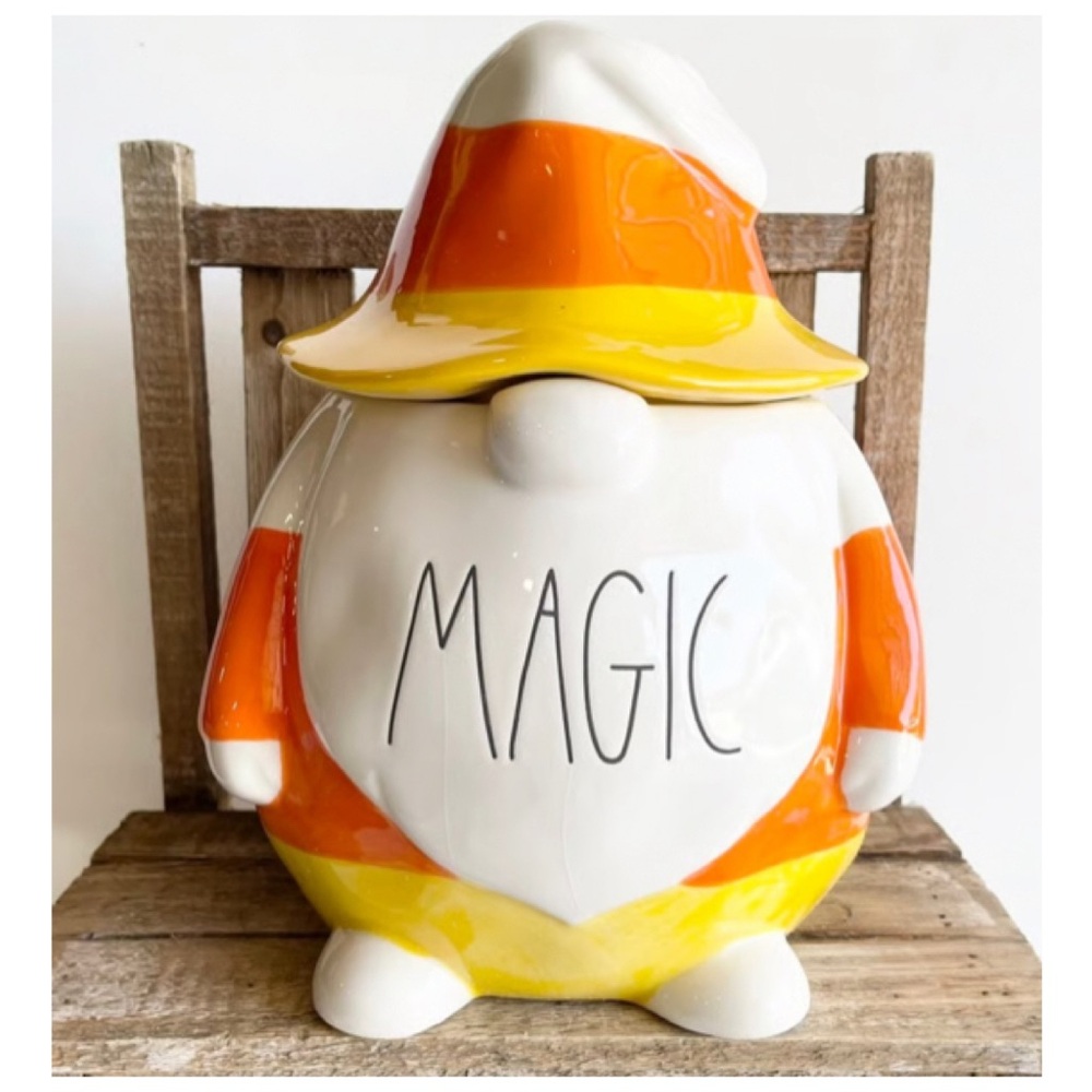 NEW Rae Dunn MAGIC Candy Corn Gnome Cookie Jar Canister